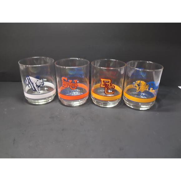 Syracuse Pitt Villanova BC Basketball, 1980s Big East Set Of 4 Glasses, Getty‎ - Picture 1 of 9